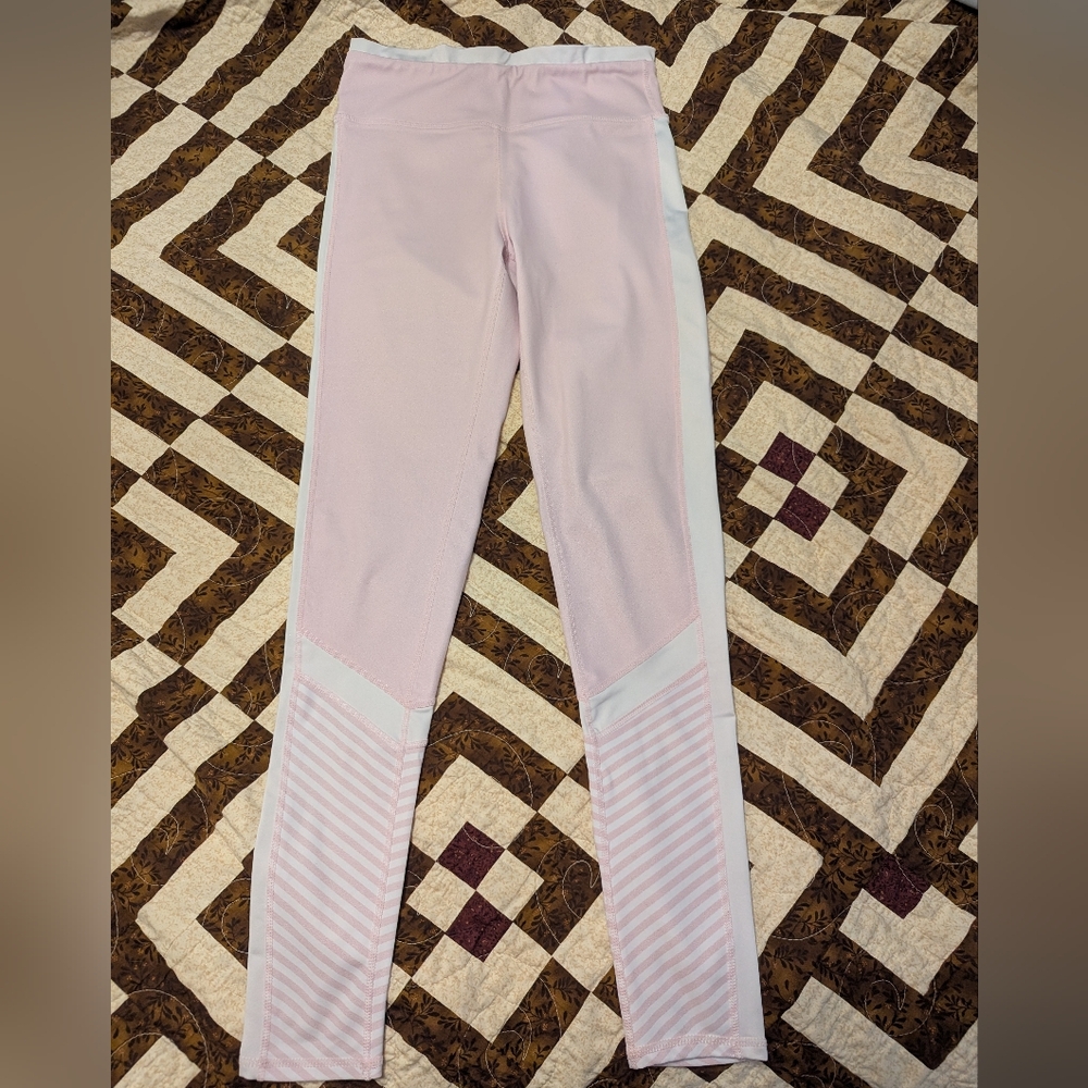 Women's Pink Performance Leggings with Striped Detail